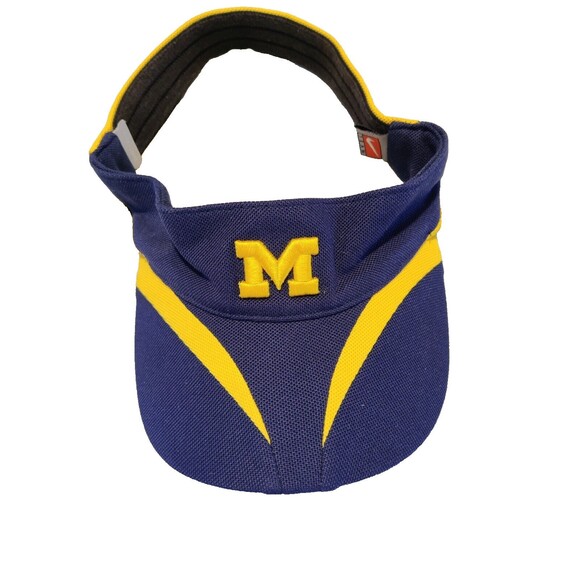 Nike DRI-FIT University Of Michigan Wolverines Blue Gold Adjustable Visor Hat - Picture 2 of 9